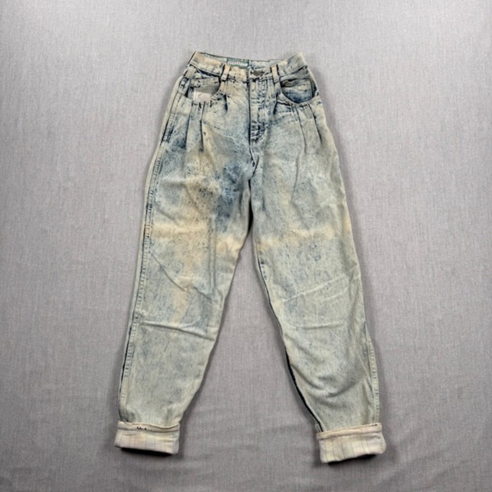 Vintage Stefano Sportswear Acid Wash Pleated High Waist Tapered Jeans Womens 9